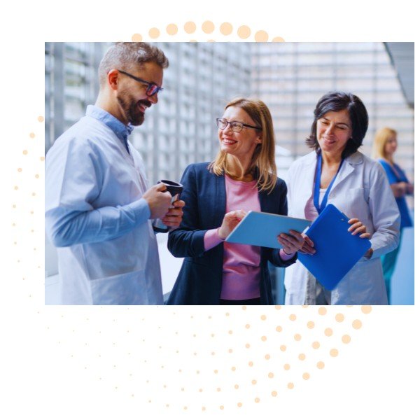 Healthcare clinicians collaborating